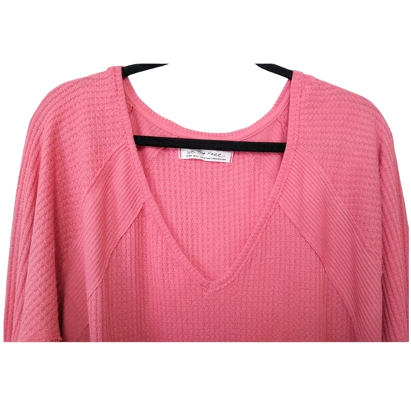 We the Free People Womens Pink Santa Clara Waffle Oversized Thermal Knit Top XS - Picture 2 of 12